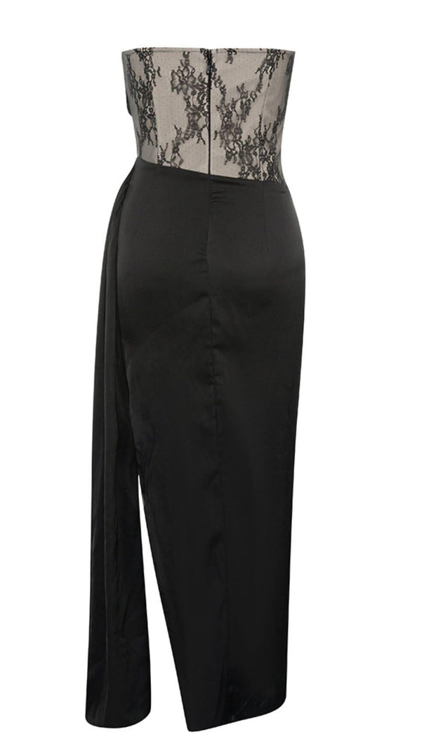 AIIZIE STRAPLESS CORSET MIDI DRESS IN BLACK - product image