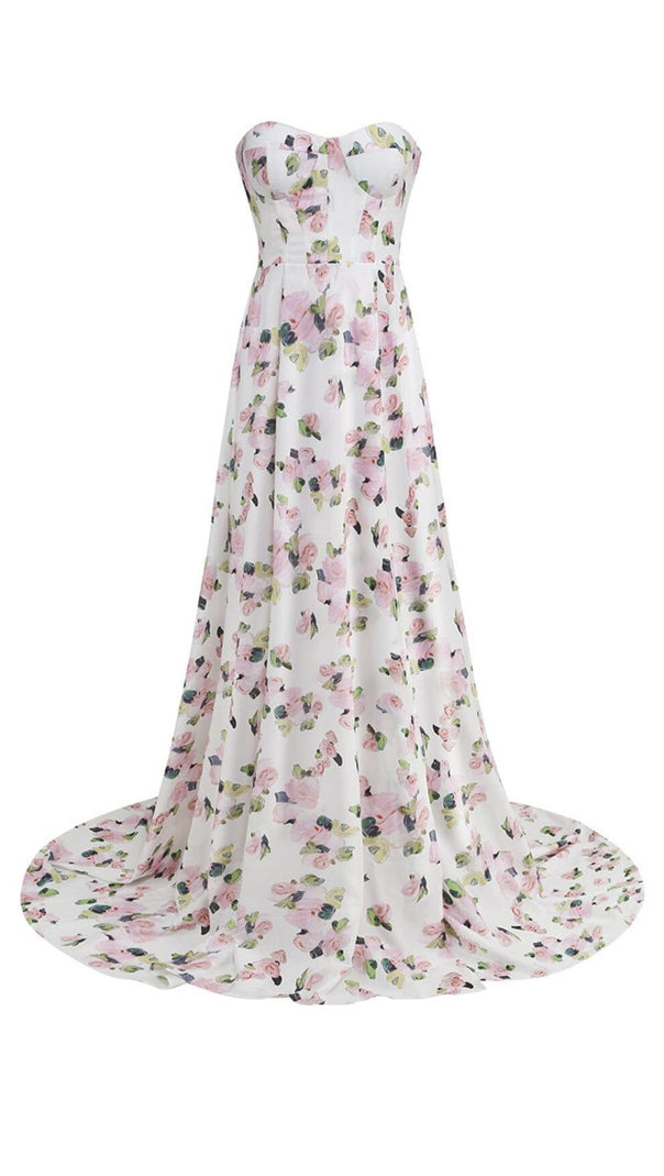 AIIZIE STRAPLESS FLORAL SPLIT MAXI DRESS - product image