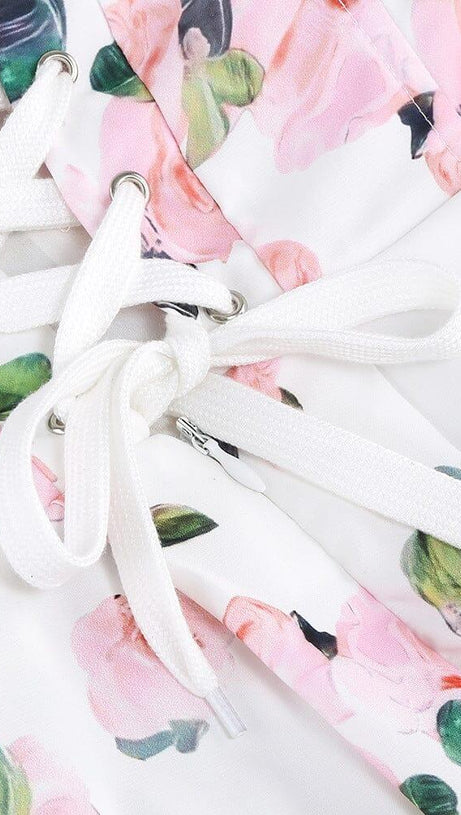 STRAPLESS FLORAL SPLIT MAXI DRESS