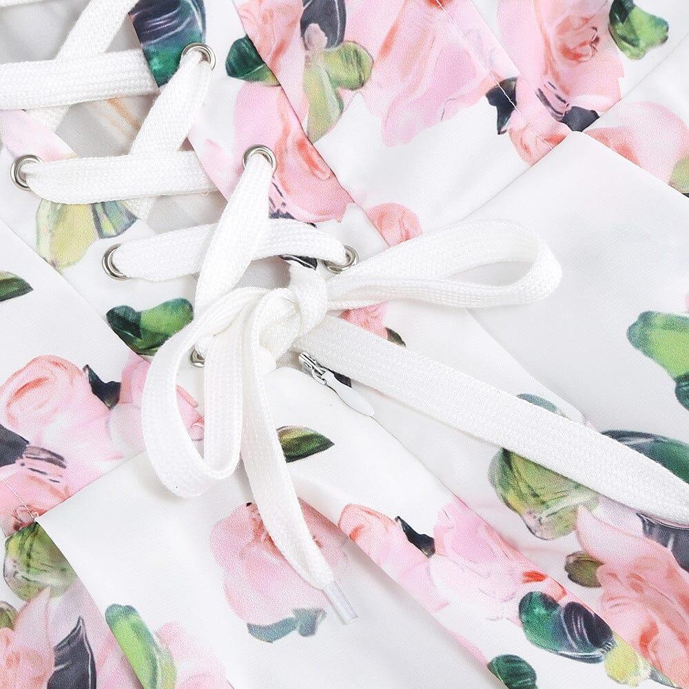 TRÄGERLOSES MAXIKLEID MIT BLUMENMUSTER