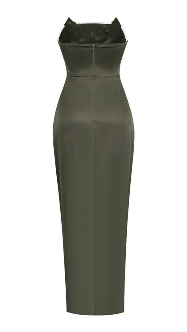AIIZIE STRAPLESS SATIN SPLIT MAXI DRESS - product image