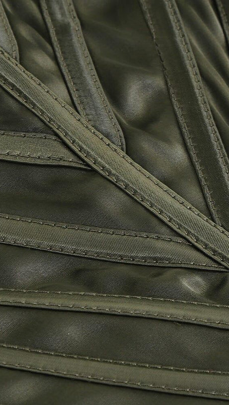 STRAPLESS SATIN SPLIT MAXI DRESS