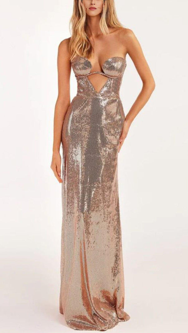 AIIZIE STRAPLESS SEQUIN MAXI DRESS - product image