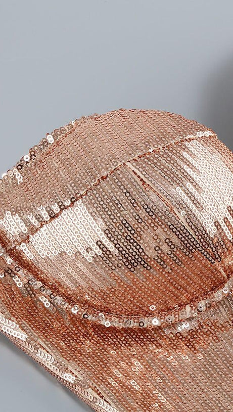 STRAPLESS SEQUIN MAXI DRESS