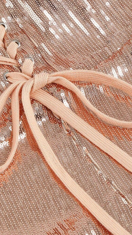 STRAPLESS SEQUIN MAXI DRESS