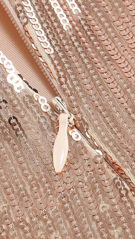 STRAPLESS SEQUIN MAXI DRESS