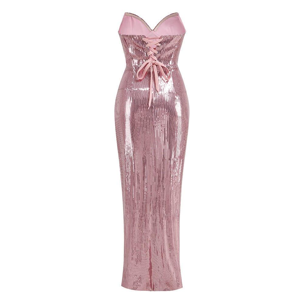 AIIZIE STRAPLESS SEQUIN SPLIT MAXI DRESS - product image