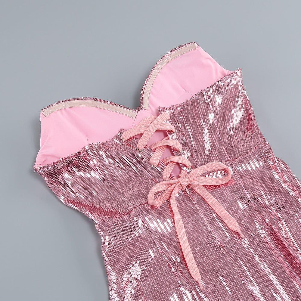 AIIZIE STRAPLESS SEQUIN SPLIT MAXI DRESS - product image