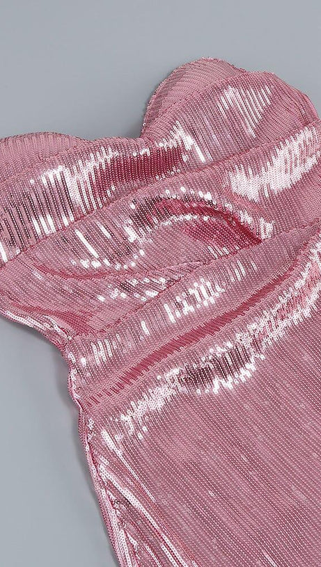 STRAPLESS SEQUIN SPLIT MAXI DRESS