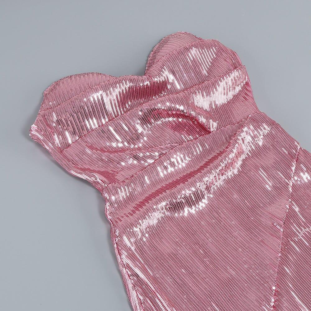 TRÄGERLOSES MAXIKLEID MIT PAILLETTEN