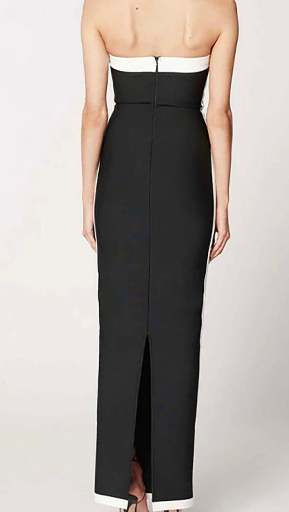 TRÄGERLOSES MAXIBANDAGEKLEID MIT SCHLITZ