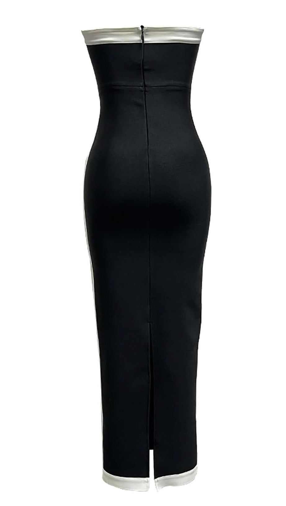 TRÄGERLOSES MAXIBANDAGEKLEID MIT SCHLITZ