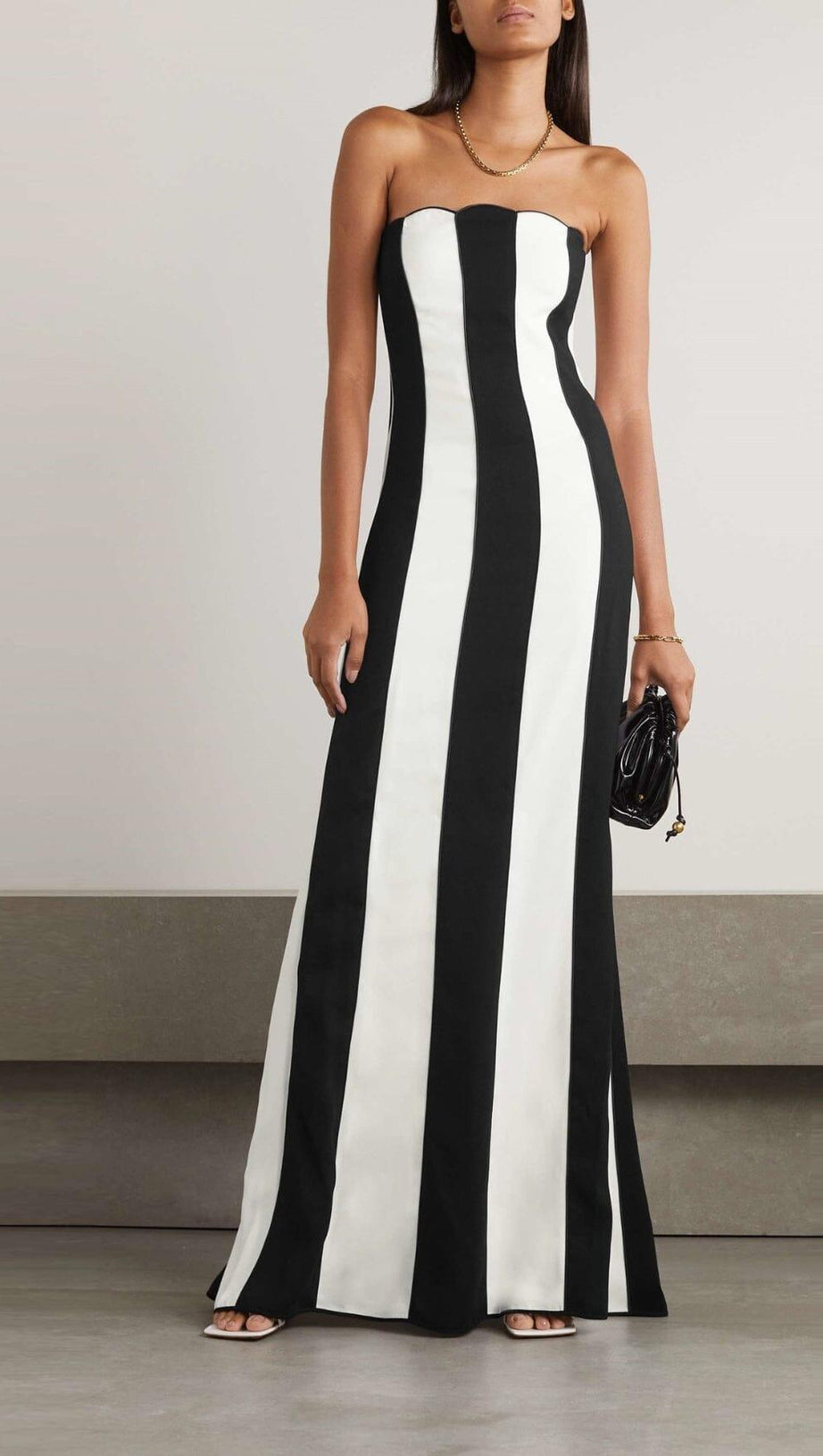 STRAPLESS STRIPED MAXI DRESS