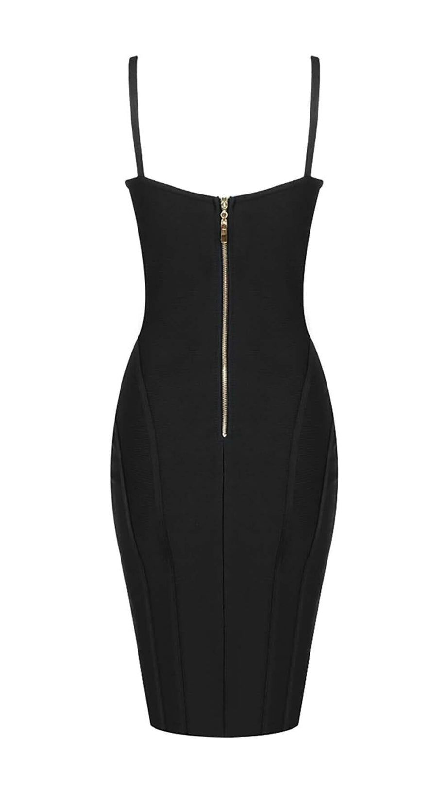 BANDAGE-MIDIKLEID MIT TRÄGERN IN SCHWARZ