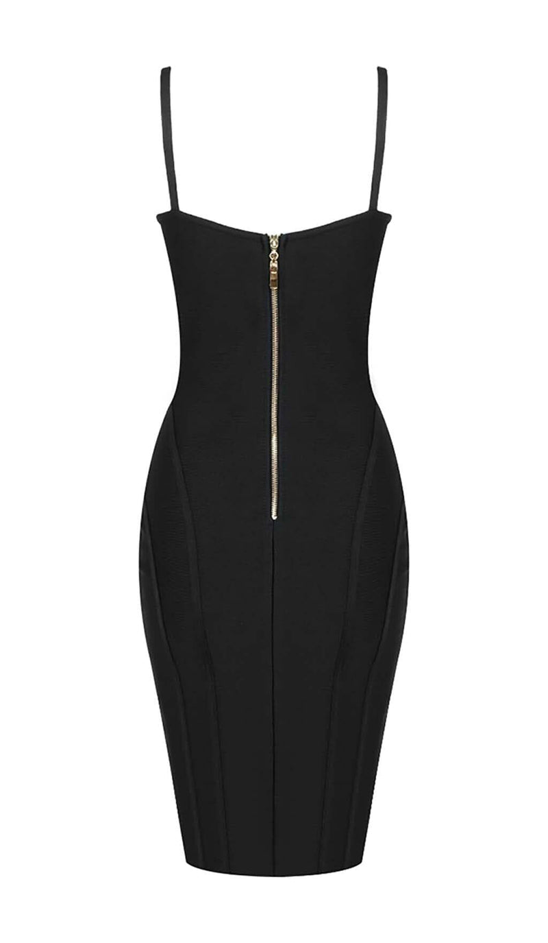 STRAPPY BANDAGE MIDI DRESS IN BLACK