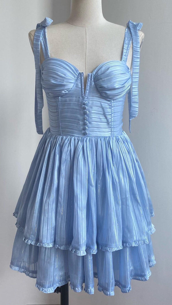 AIIZIE STRAPPY CORSET MIDI DRESS IN BLUE - product image