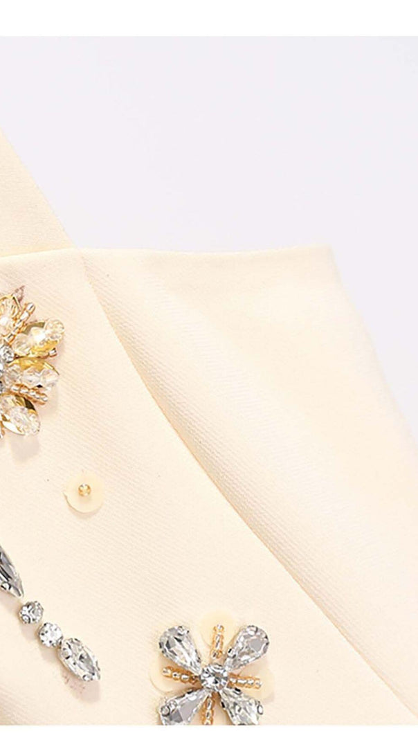 AIIZIE STRAPPY CRYSTAL EMBELLISHED MINI DRESS IN BEIGE - product image