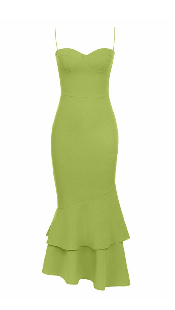AIIZIE STRAPPY FISHTAIL MAXI DRESS IN GREEN - product image