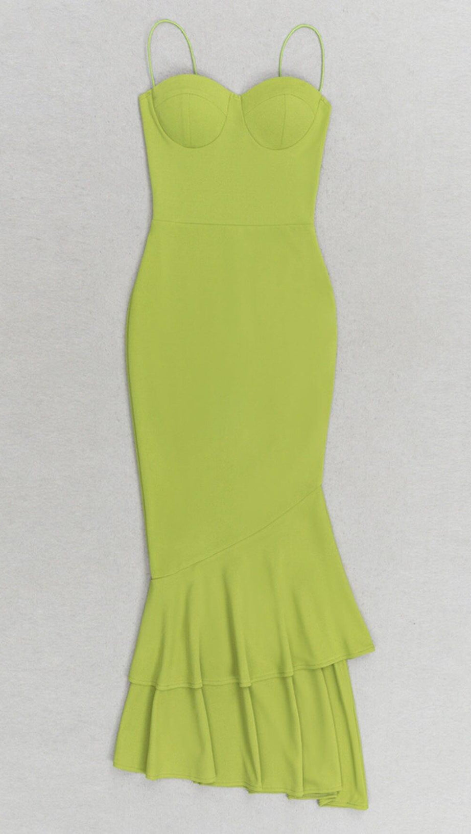 STRAPPY FISHTAIL MAXI DRESS IN GREEN