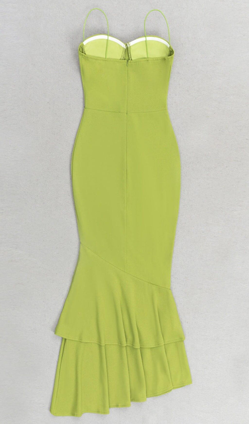 STRAPPY FISHTAIL MAXI DRESS IN GREEN