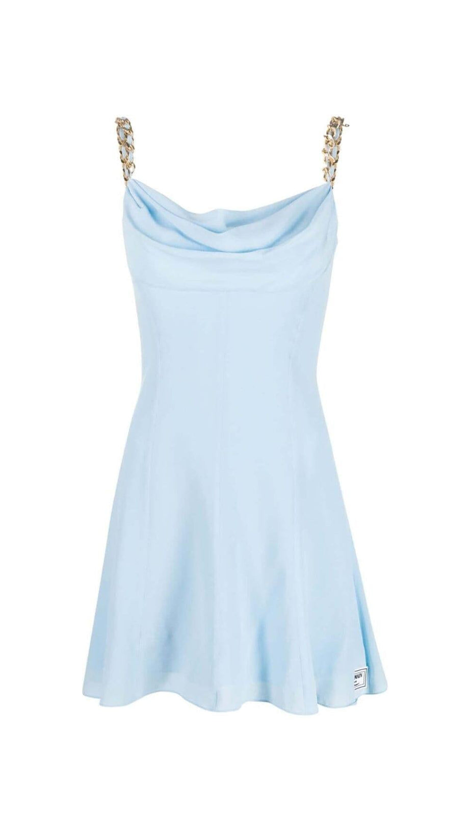 STRAPPY FLARED MINI DRESS IN BLUE