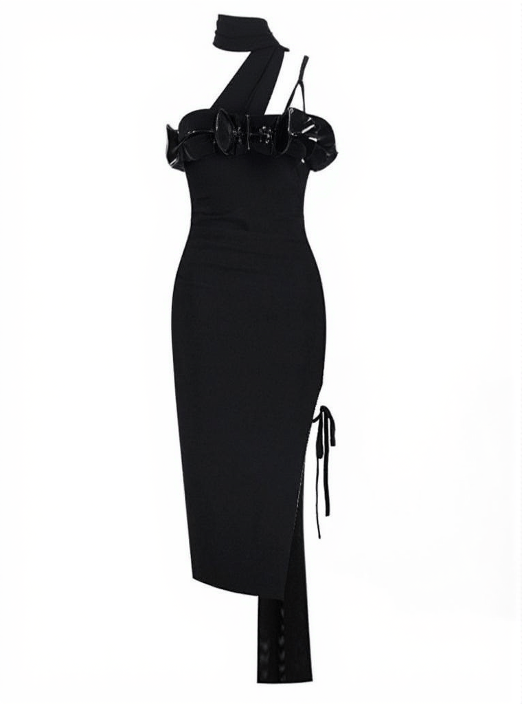 AIIZIE BUNGA HALTERNECK FLOWER DRAPED BANDAGE DRESS - product image