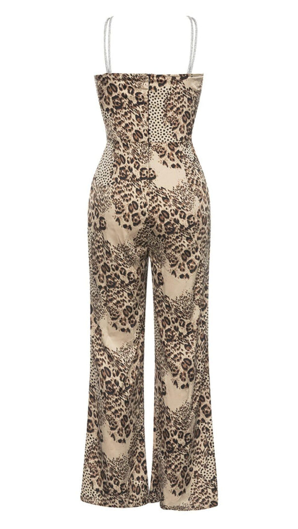AIIZIE STRAPPY LEOPARD PRINT JUMPSUIT IN BROWN - product image