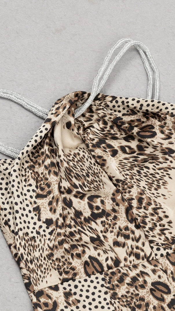 AIIZIE STRAPPY LEOPARD PRINT JUMPSUIT IN BROWN - product image