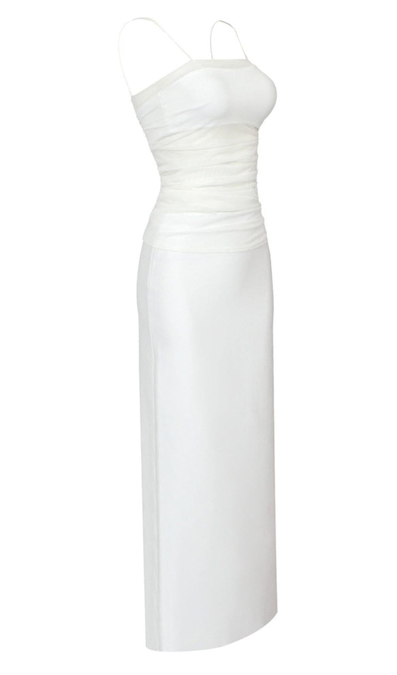 STRAPPY MESH MAXI DRESS IN WHITE