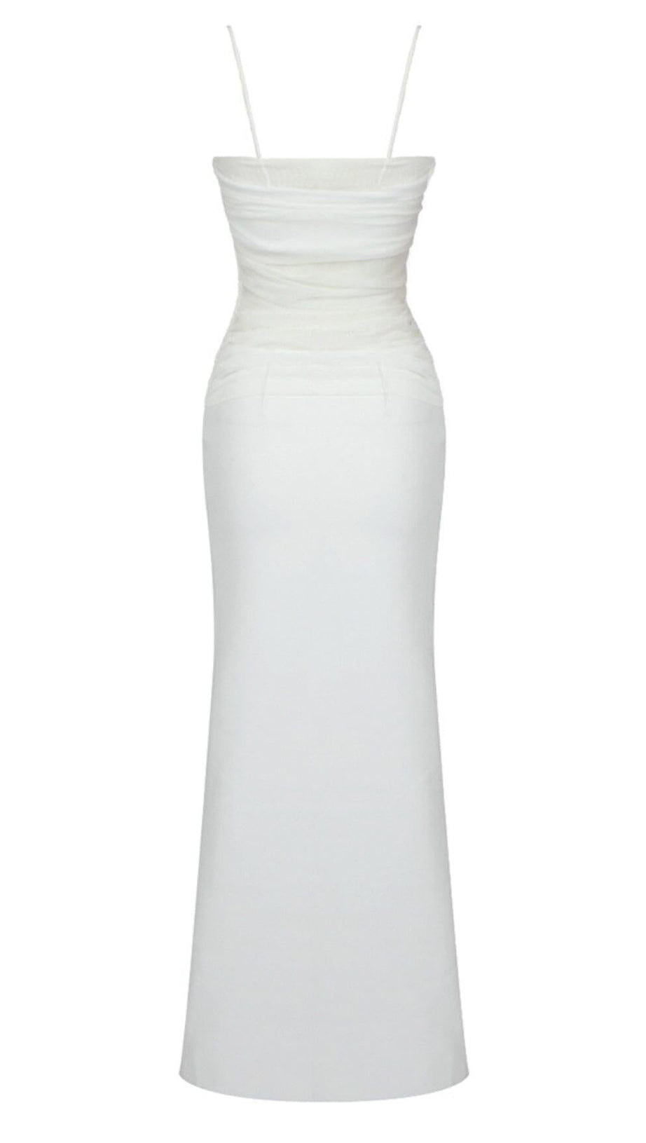 STRAPPY MESH MAXI DRESS IN WHITE