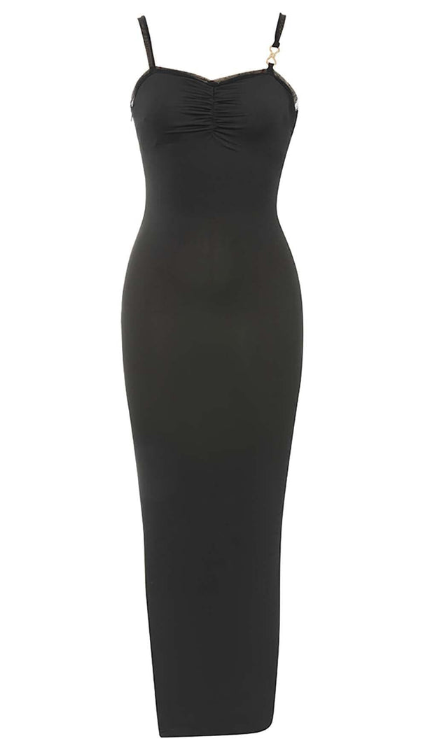 AIIZIE STRAPPY MESH MIDI DRESS IN BLACK - product image