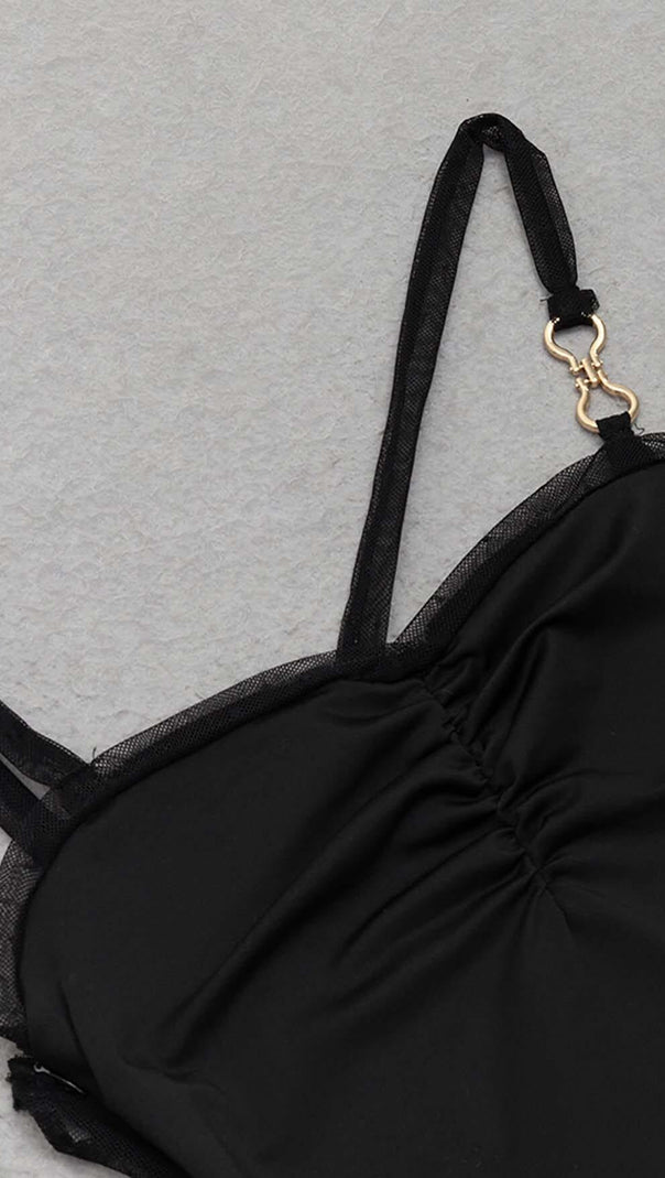 AIIZIE STRAPPY MESH MIDI DRESS IN BLACK - product image