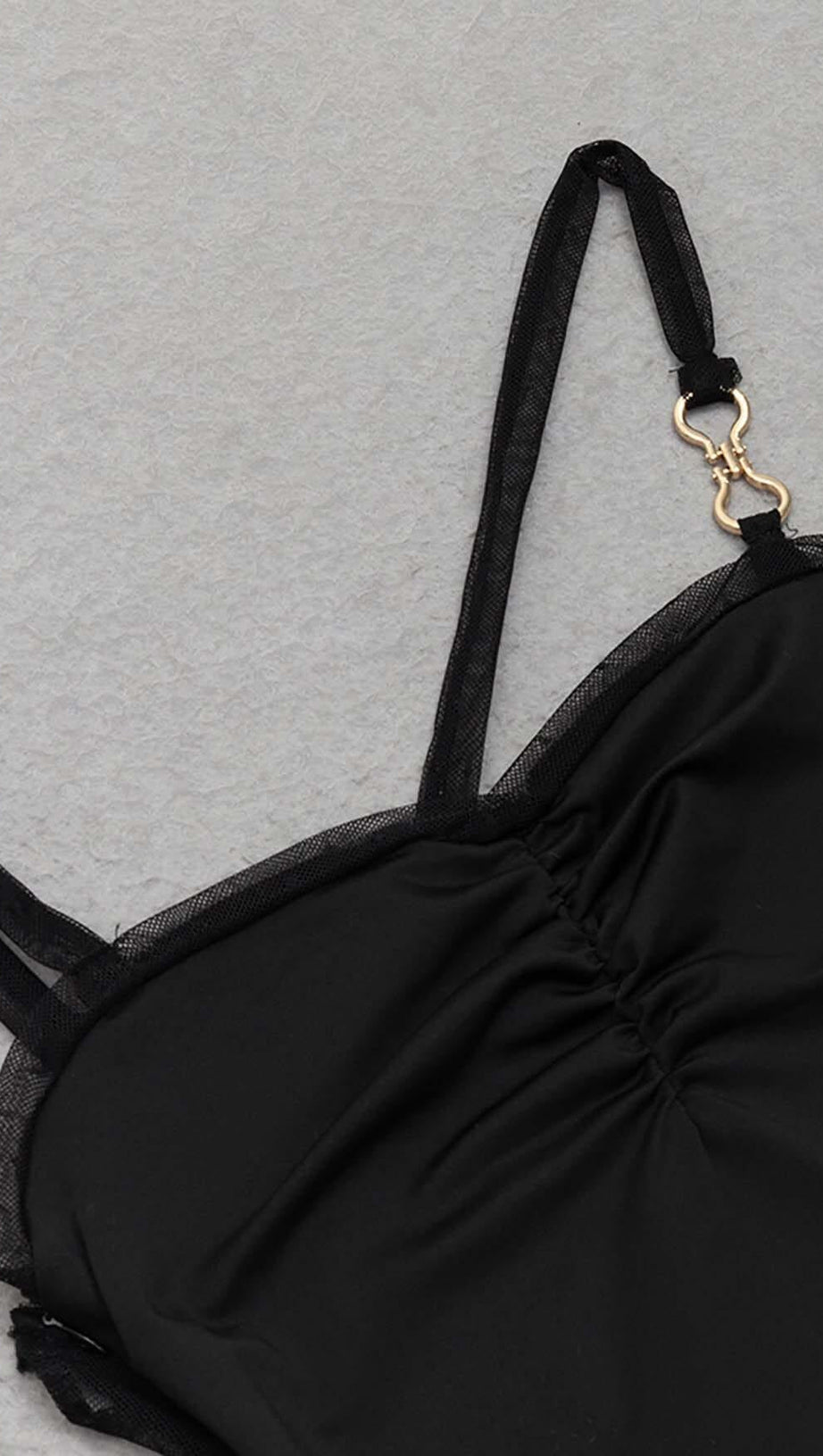 STRAPPY MESH MIDI DRESS IN BLACK