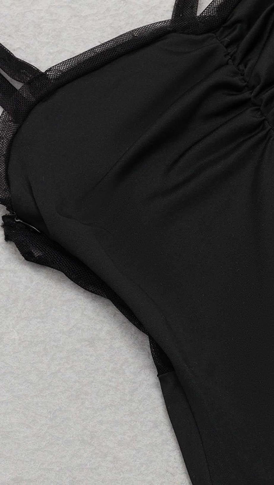 STRAPPY MESH MIDI DRESS IN BLACK