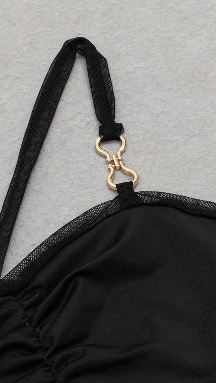 STRAPPY MESH MIDI DRESS IN BLACK