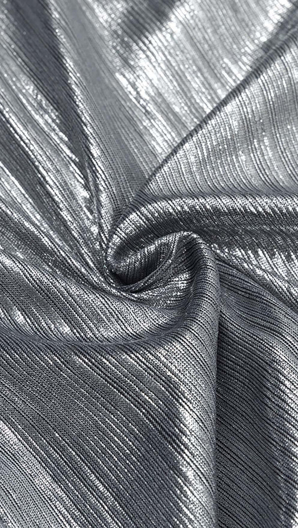 AIIZIE STRAPPY SPILT MIDI DRESS IN METALLIC SILVER - product image