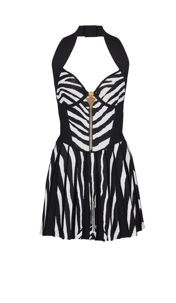 STRIPE STRAPPY MINI DRESS IN BLACK