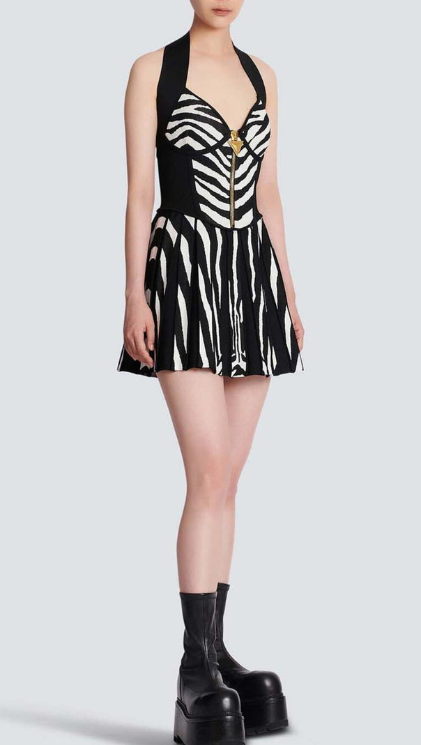 AIIZIE STRIPE STRAPPY MINI DRESS IN BLACK - product image