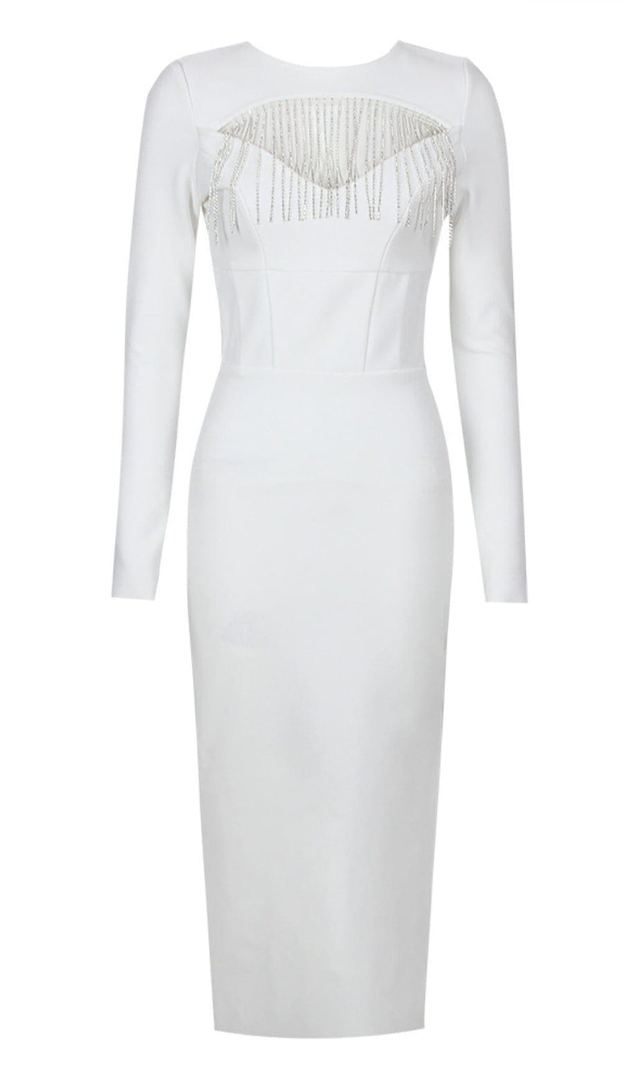 ABITO MIDI CON NAPPA E TAGLIO IN BIANCO