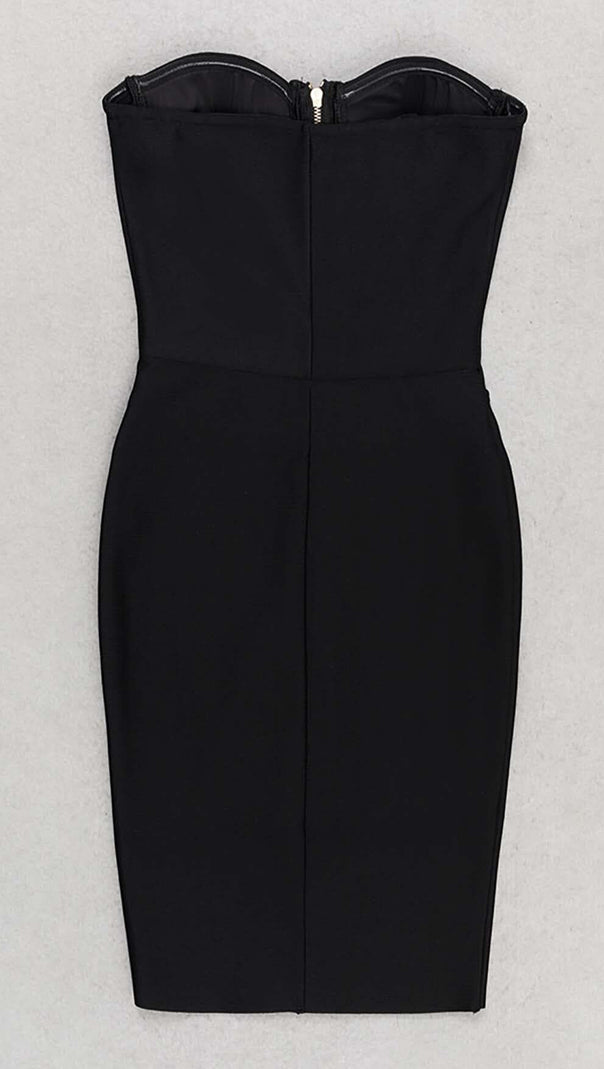AIIZIE TASSEL HALTER BANDAGE MIDI DRESS IN BALCK - product image