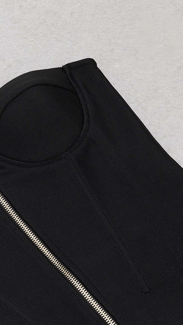ABITO MIDI CON BENDAGGIO E NAPPA NERO