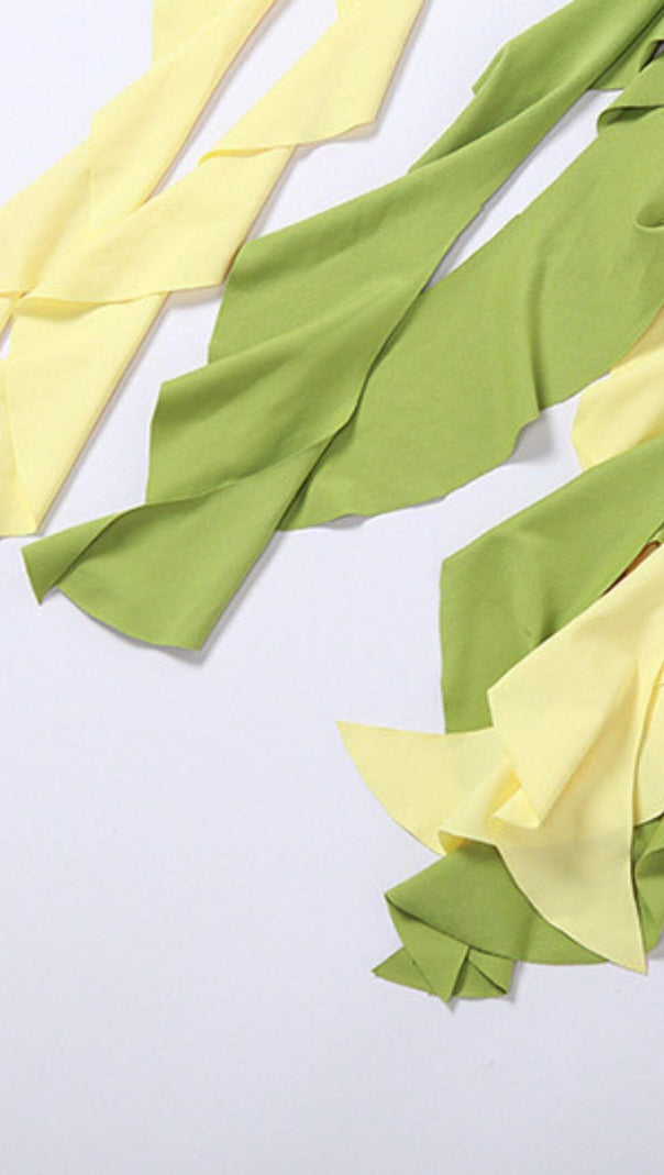 AIIZIE TASSEL IRREGULAR TWO-PIECE DRESS IN MOSS GREEN - product image