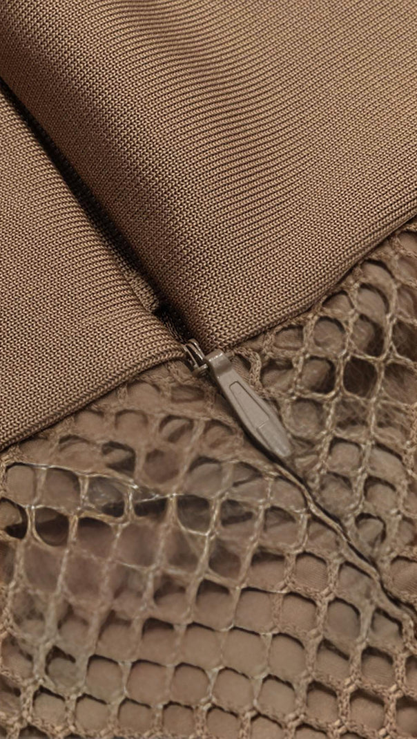 AIIZIE TASSEL MESH MIDI DRESS IN BROWN - product image