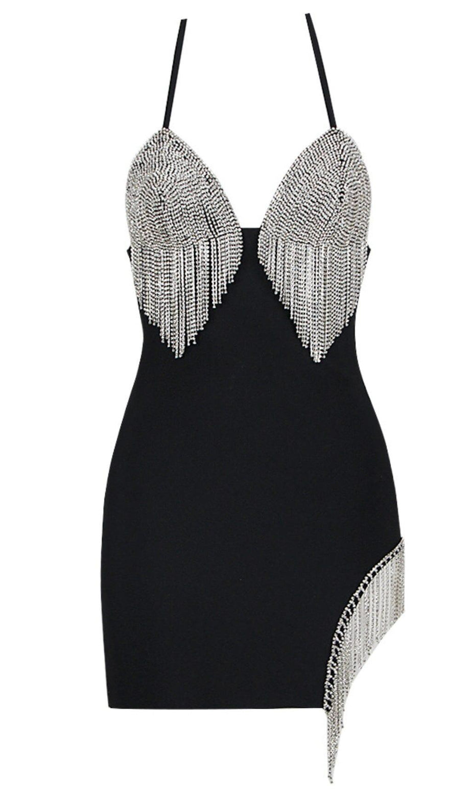 MINI ABITO CON SCOLLO A V E NAPPINE NERO