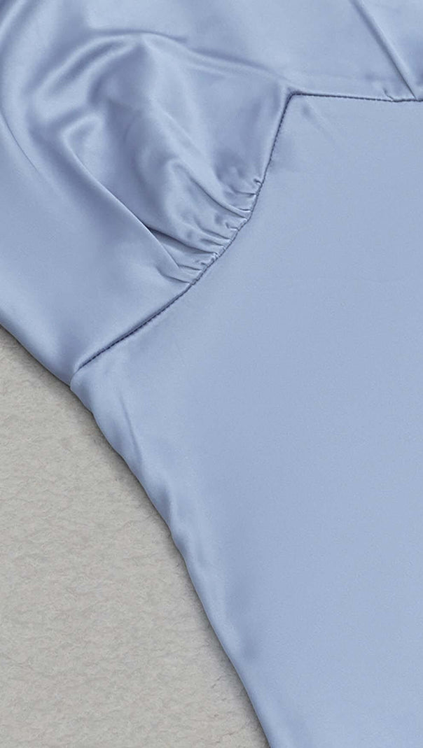 AIIZIE TASSEL SATIN MIDI DRESS IN BLUE - product image