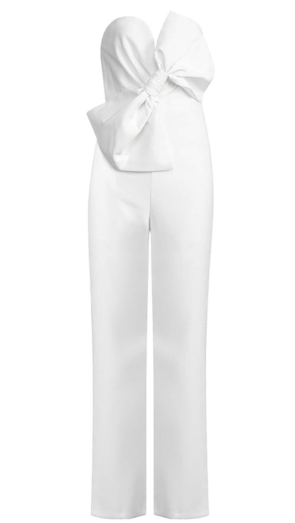 AIIZIE TWISTED BOW SILK FAILLE JUMPSUIT - product image