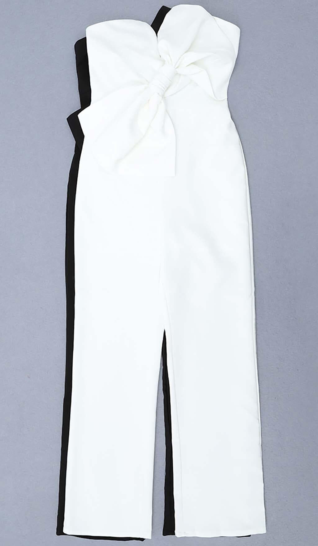 TWISTED BOW SILK FAILLE JUMPSUIT