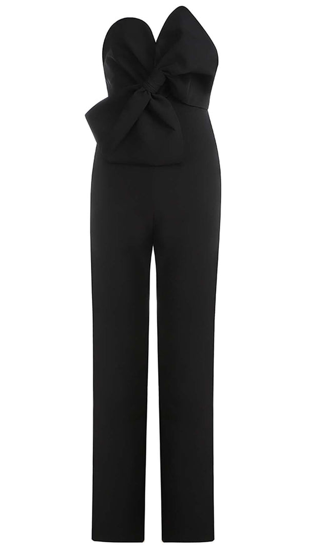 AIIZIE TWISTED BOW SILK FAILLE JUMPSUIT - product image