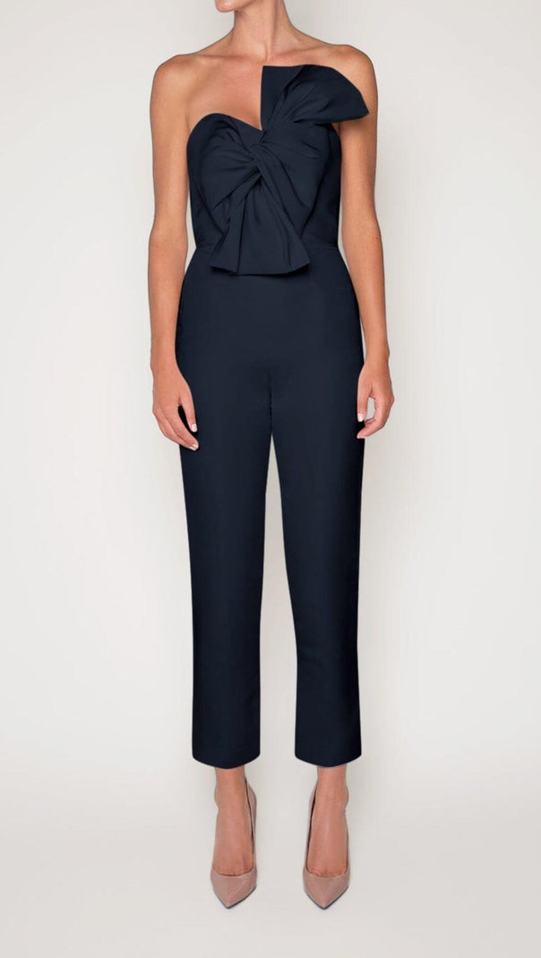 AIIZIE TWISTED BOW SILK FAILLE JUMPSUIT - product image