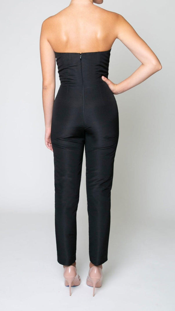AIIZIE TWISTED BOW SILK FAILLE JUMPSUIT - product image